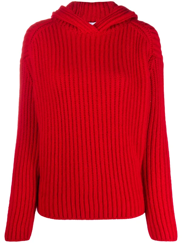 red hooded jumper