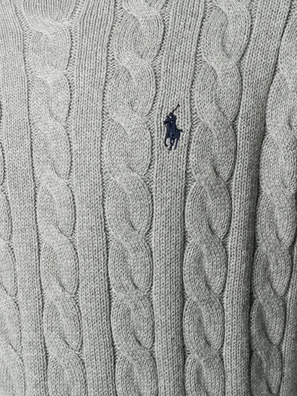 Polo Ralph Lauren Cable Knit Knitted Sweatshirt Grey FARFETCH PH