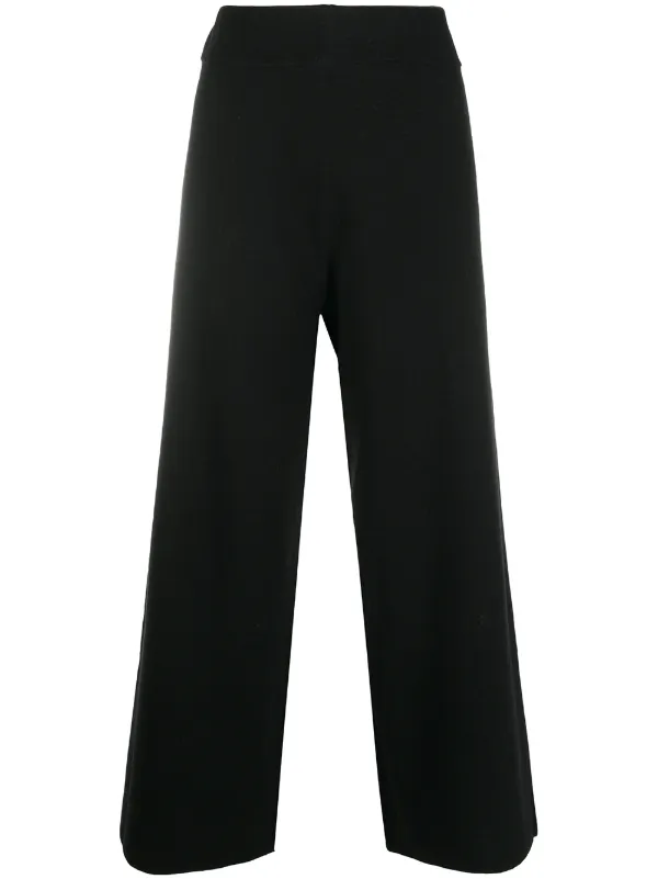 wide leg black cropped trousers