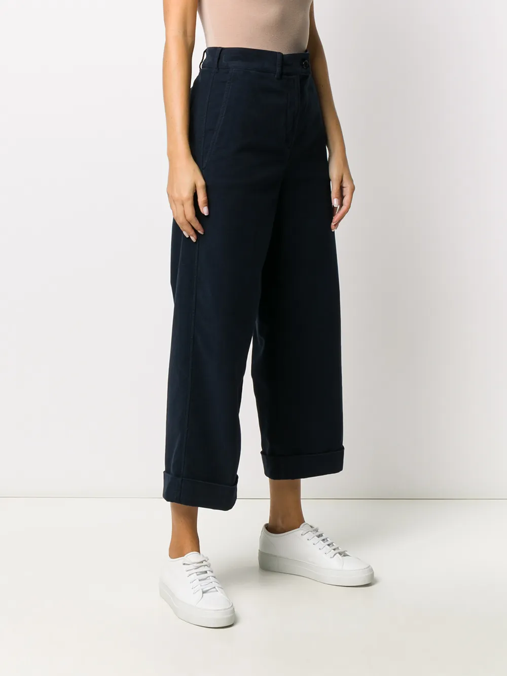 ASPESI Cropped broek Blauw