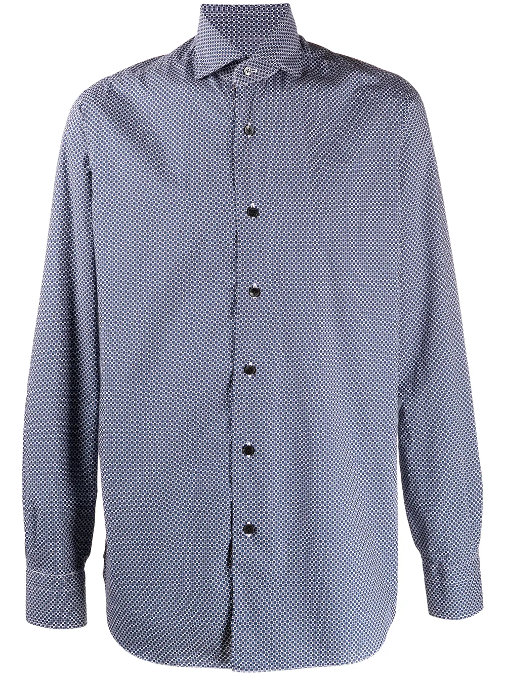 Barba micro-geometric print shirt | Blue | Image 1