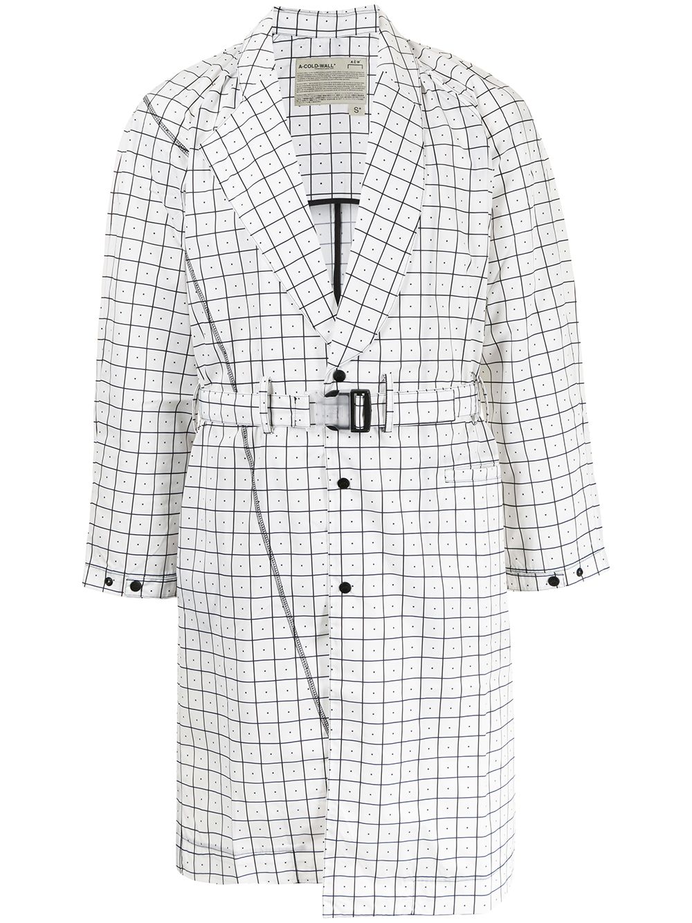 A-cold-wall* Grid Belted Trench Coat In Weiss