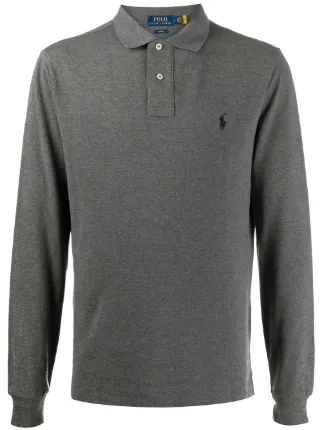 ralph lauren grey long sleeve polo shirt