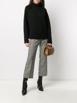 cropped kick-flare houndstooth trousers展示图