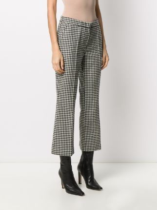 cropped kick-flare houndstooth trousers展示图