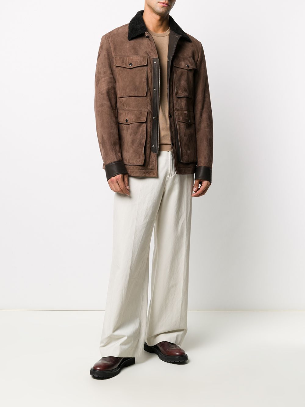 Ajmone brown suede safari jacket for men | Z1MSF1 at Farfetch.com