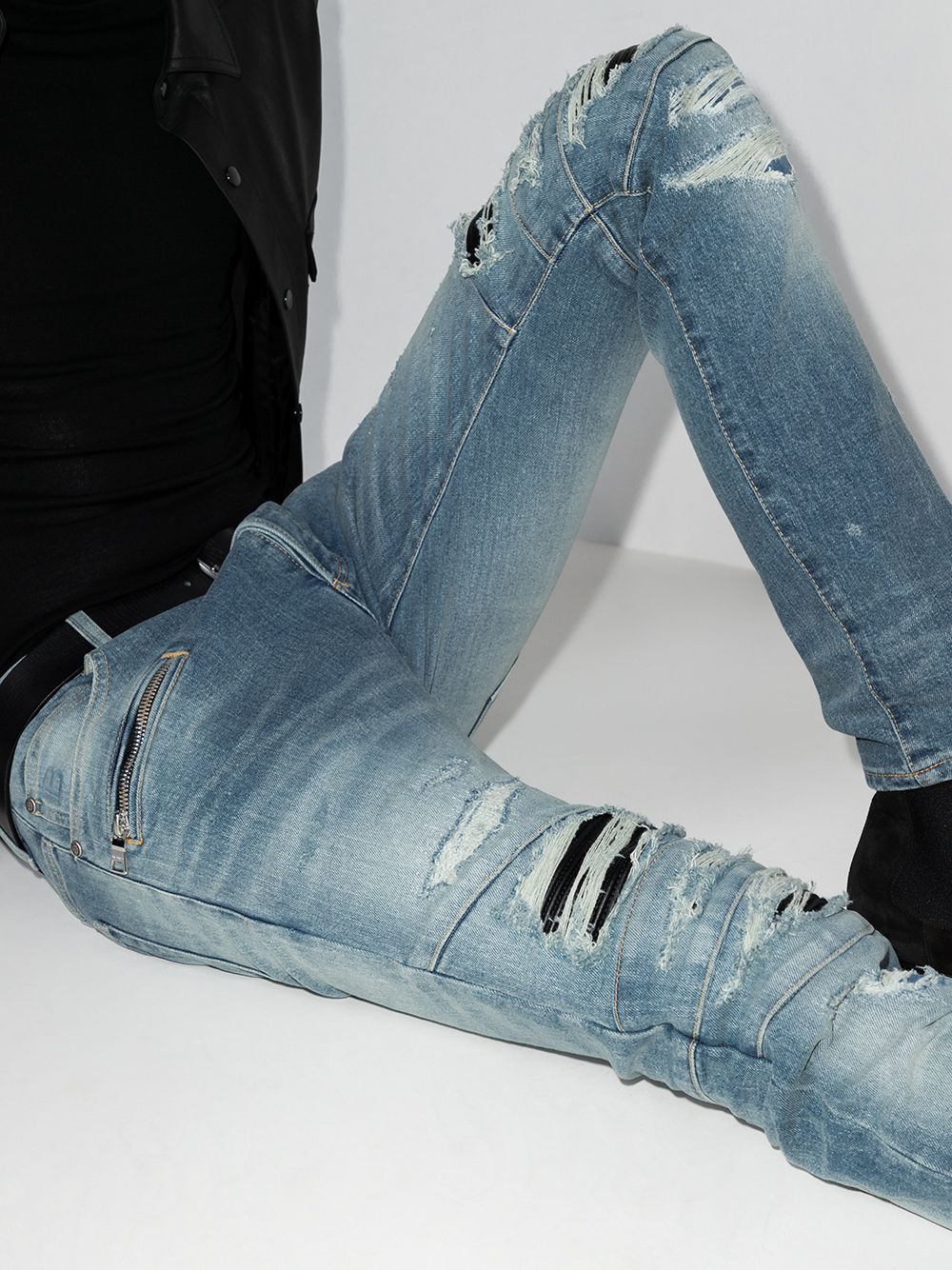 фото Balmain джинсы кроя слим с прорезями и молниями