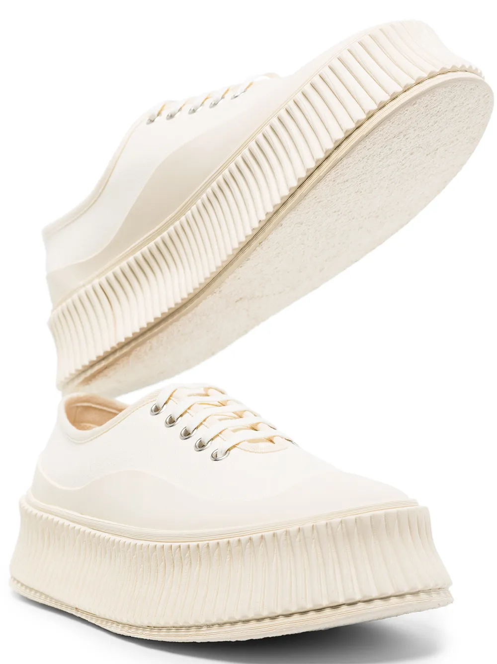 Shop Jil Sander Lace-up Low-top Sneakers In White