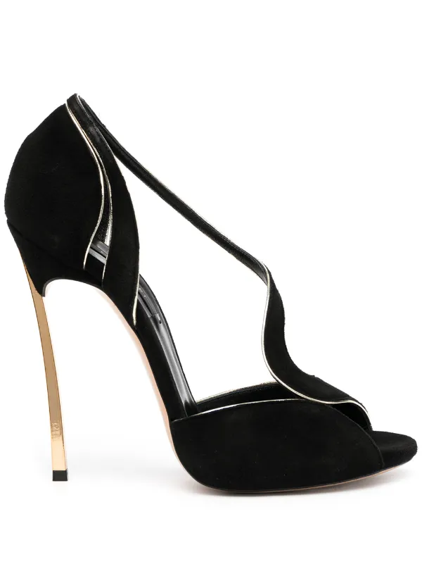 black stiletto heel sandals