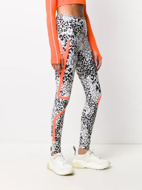 Adidas By Stella McCartney stripe-detail leopard-print Leggings - Farfetch