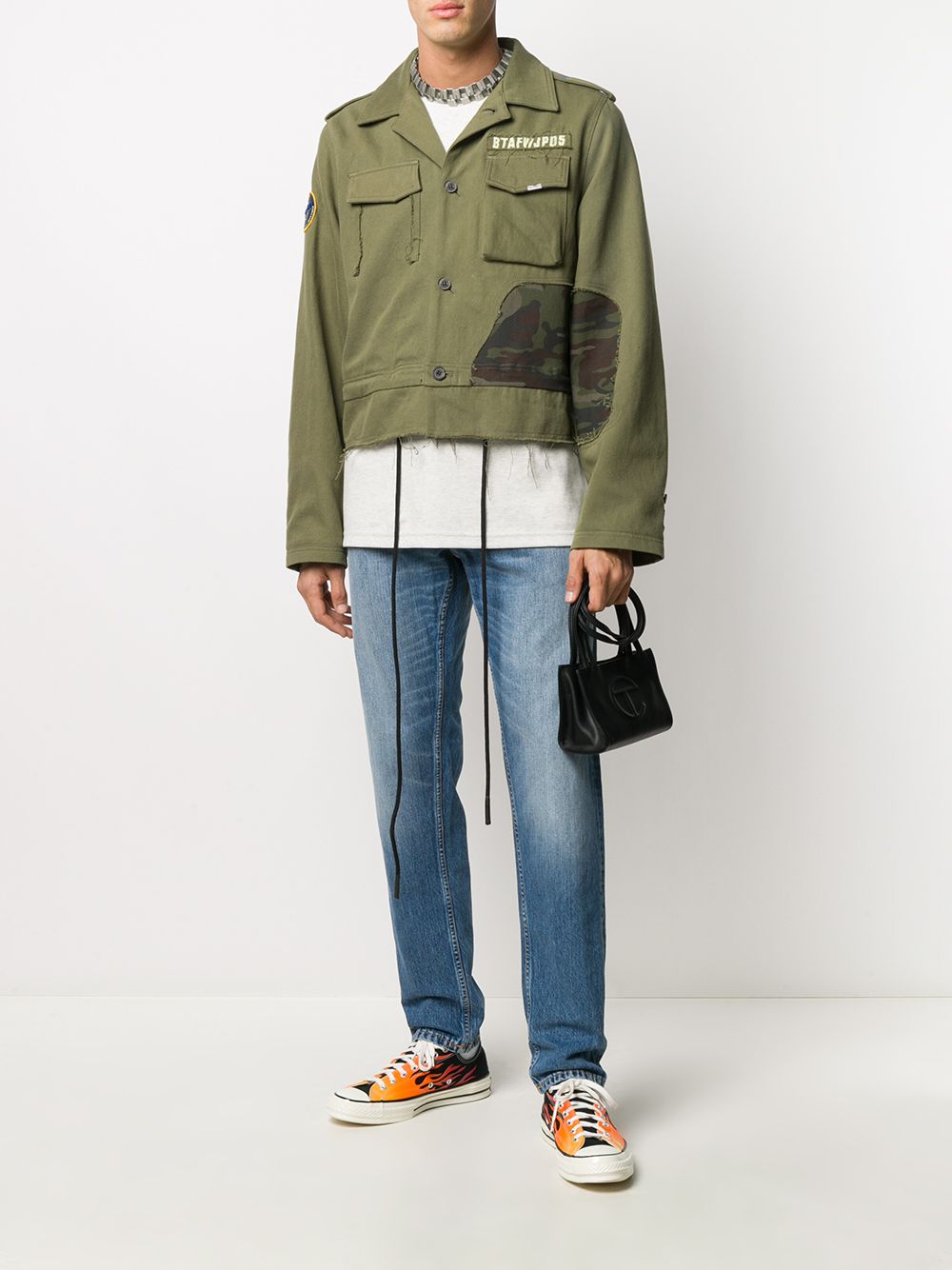 Shop green Ader Error raw-edge military jacket with Express Delivery ...