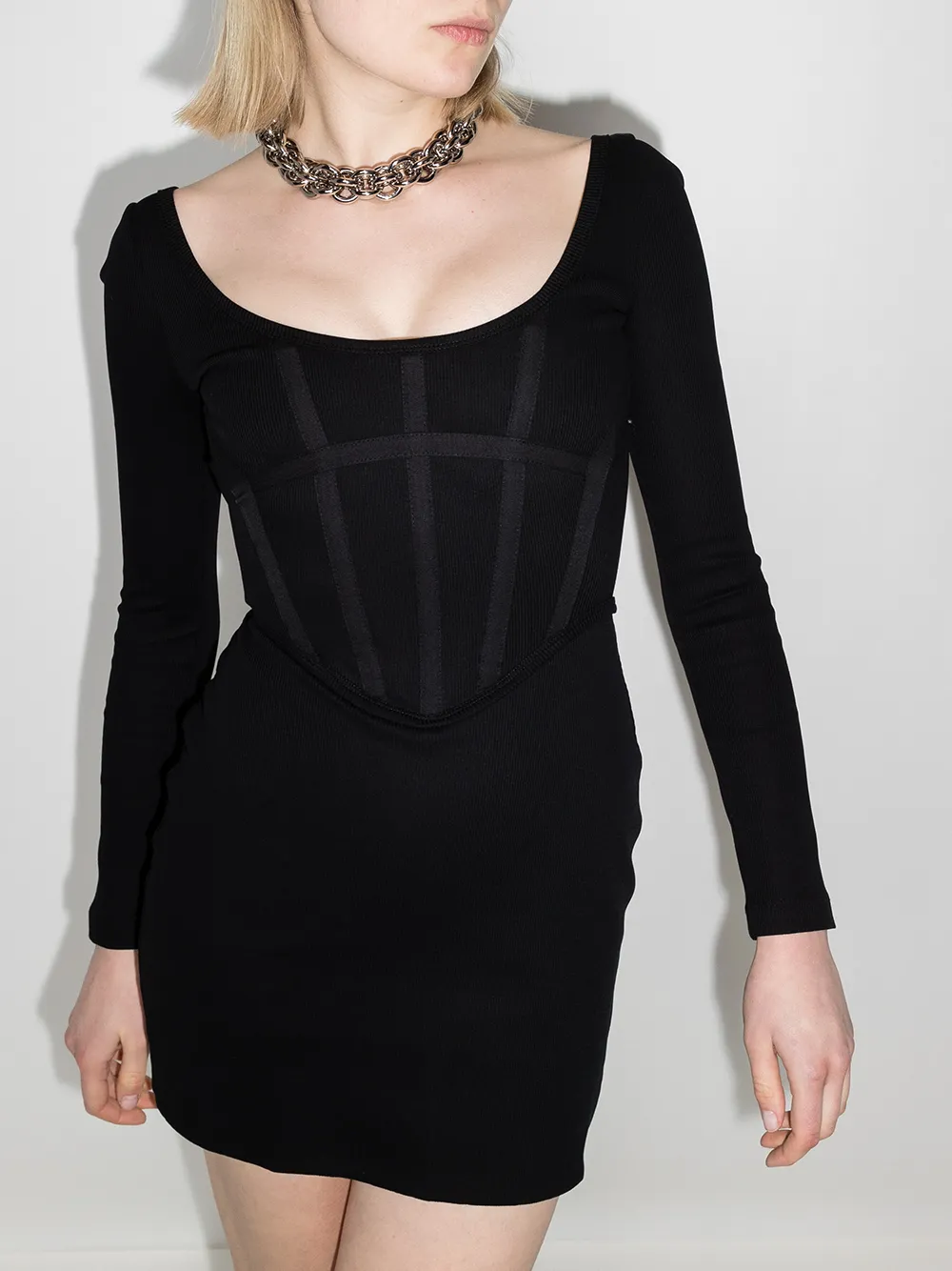 Dion Lee Ribgebreide mini-jurk - Zwart