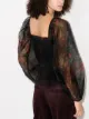 GANNI floral print organza ruched blouse