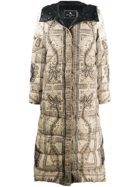 paisley puffer coat