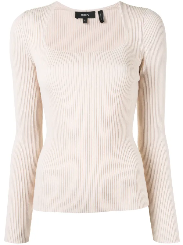 fitted square neck rib knit top