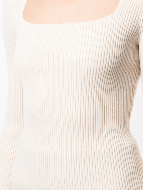 fitted square neck rib knit top