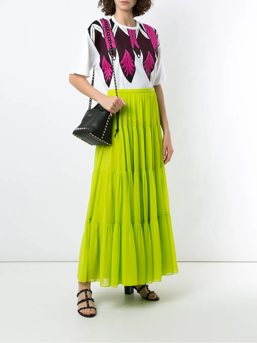 Valentino Tiered Maxi-skirt In Green