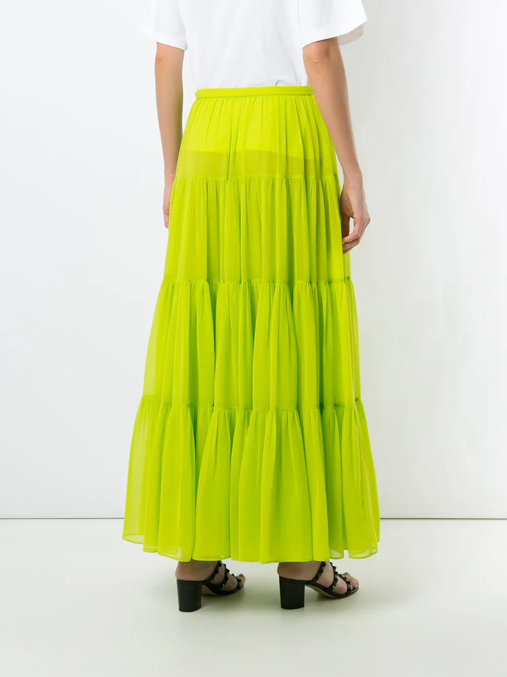 Valentino Tiered Maxi-skirt In Green