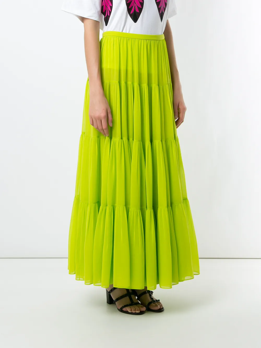 Valentino Tiered Maxi-skirt In Green