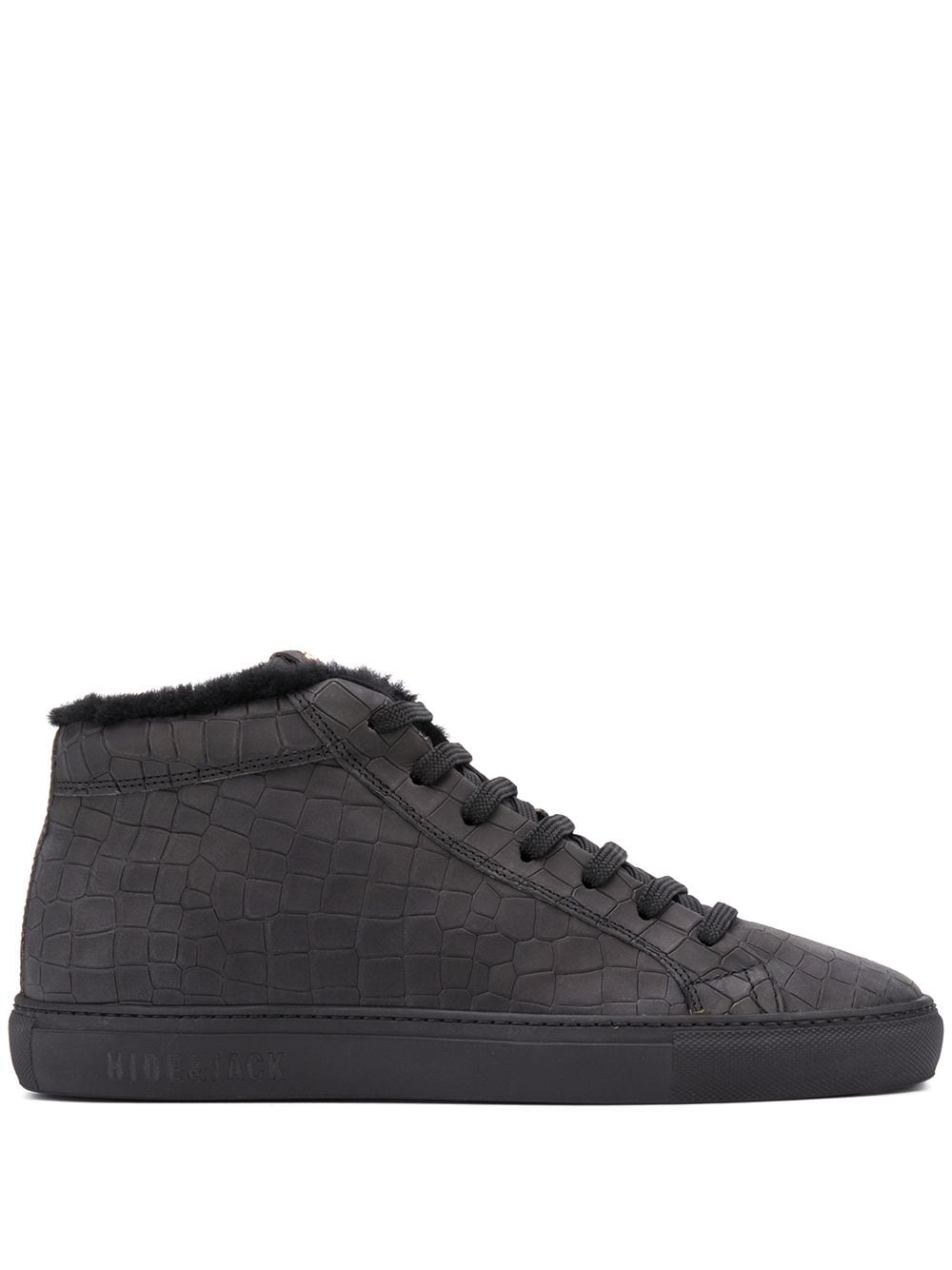 Hide & Jack Shearling-lined High-top Trainers In Black