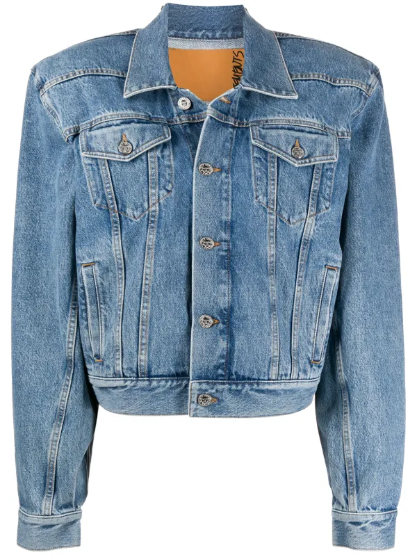 padded shoulder denim jacket