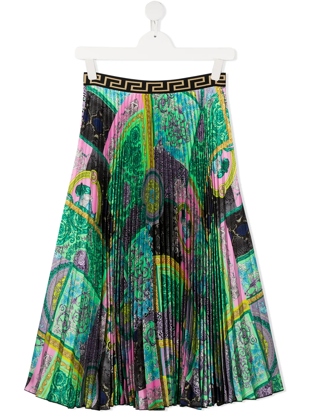 

Versace Kids Barocco Patchwork Print midi skirt - Green
