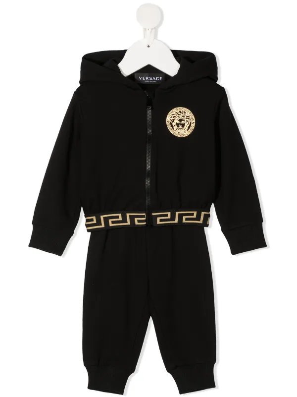 Shop Versace Kids zip-through hooded 