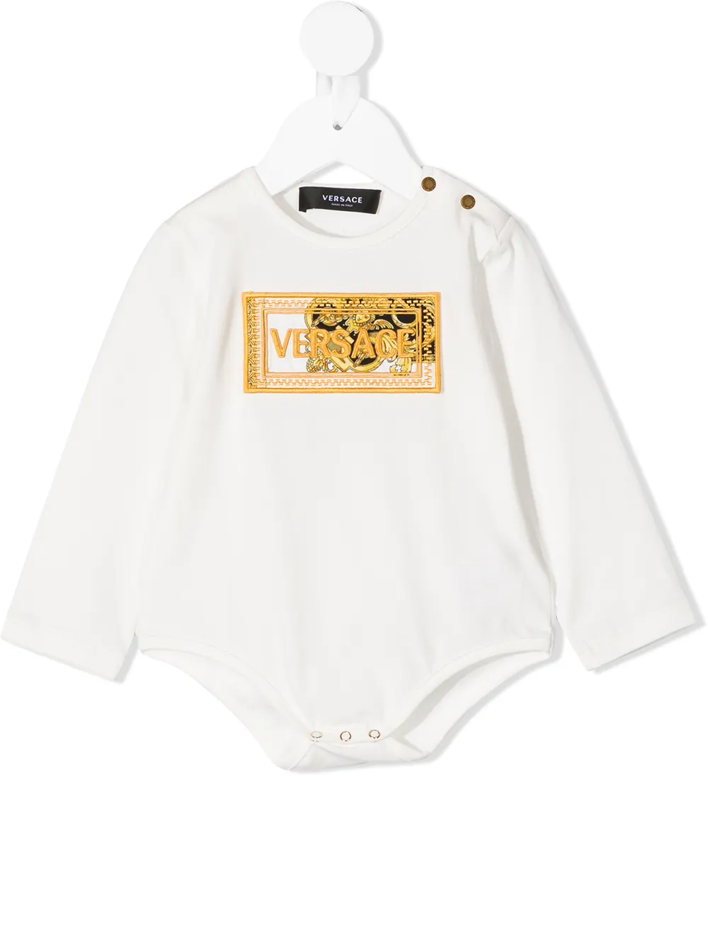 

Versace Kids top con logo bordado - Blanco