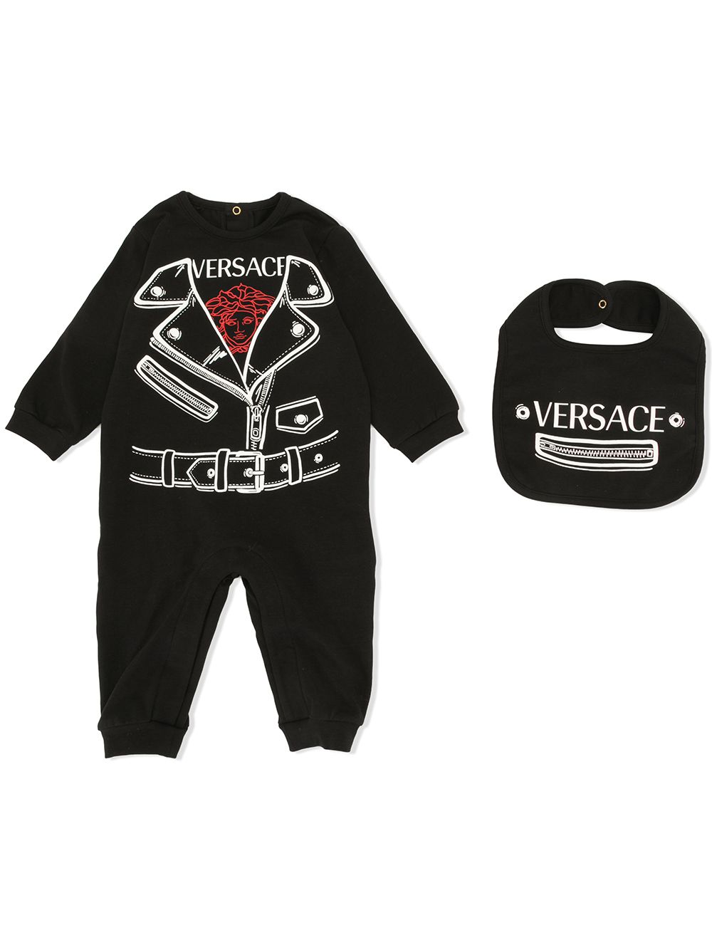 фото Versace kids комплект из ромпера и нагрудника с принтом