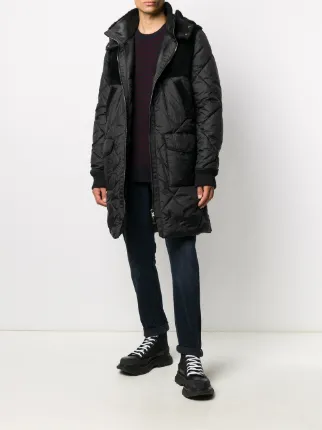 leathered-panelled hooded coat展示图