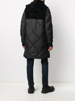 leathered-panelled hooded coat展示图