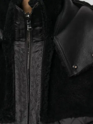 leathered-panelled hooded coat展示图