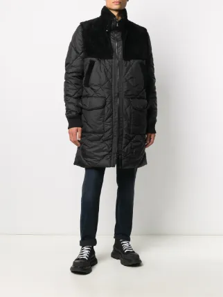 leathered-panelled hooded coat展示图