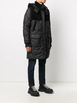 leathered-panelled hooded coat展示图