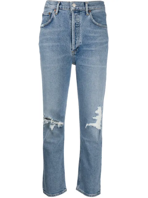 AGOLDE jeans capri con detalles rasgados