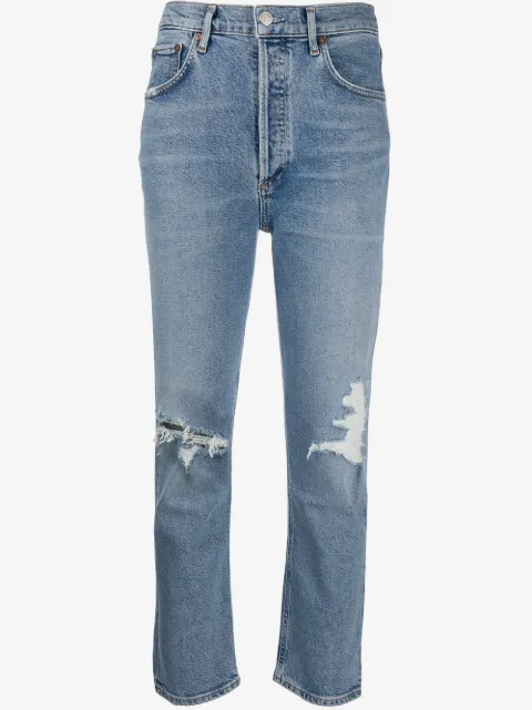 AGOLDE ripped high-rise cropped jeans