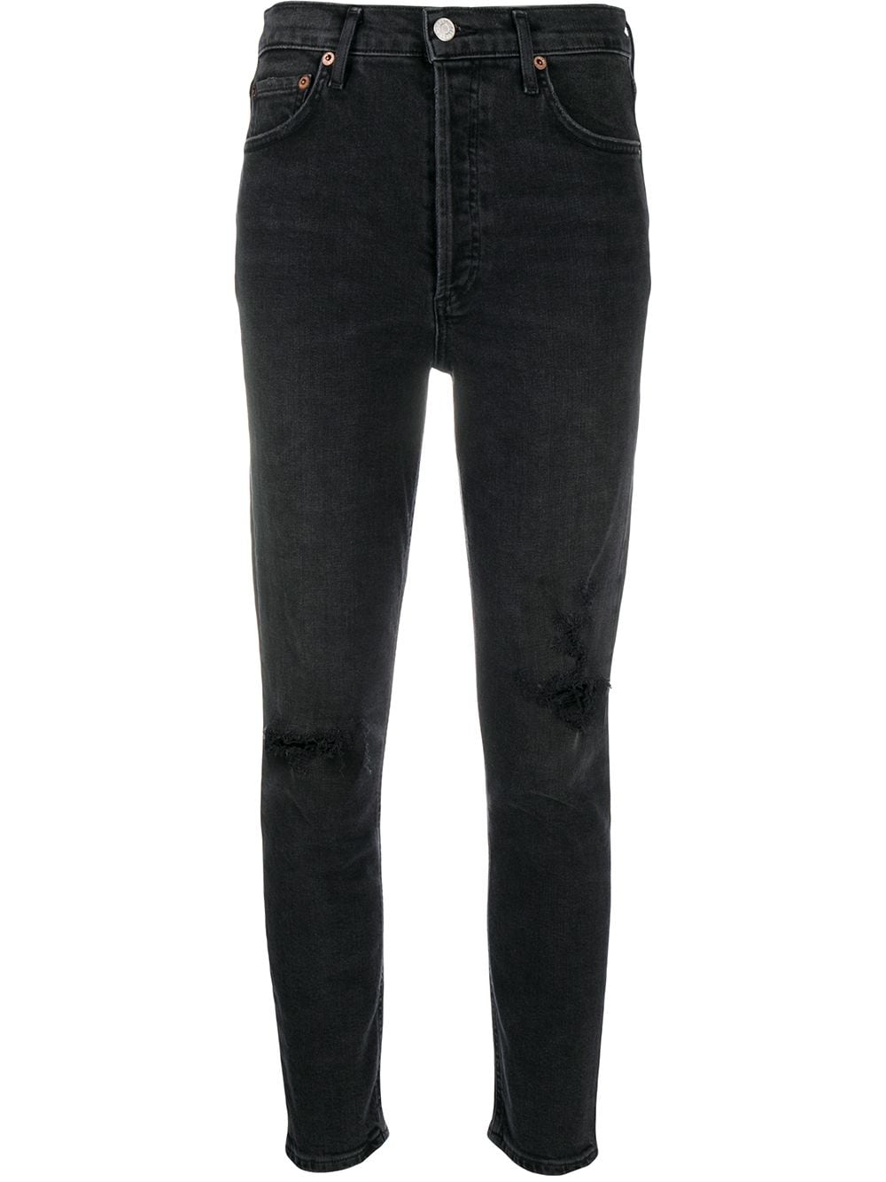 фото Agolde ripped high-rise cropped jeans