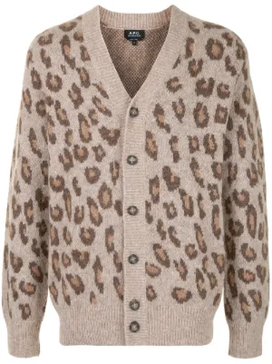 mens leopard print cardigan
