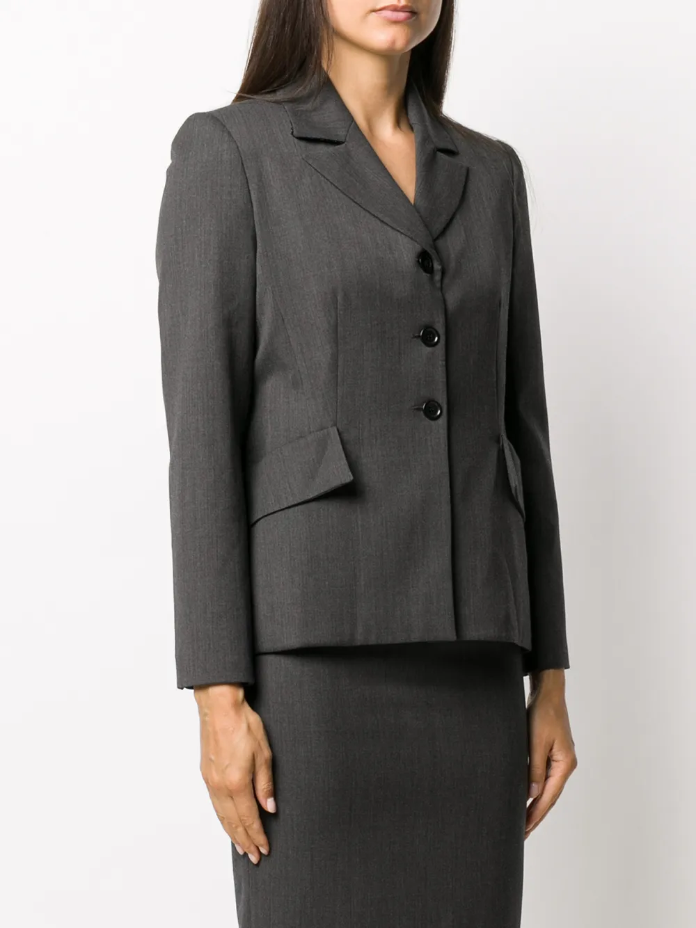  In The Mood For Love Notched-lapels Single-breasted Blazer - Grey 