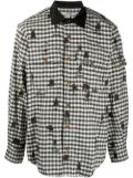 Phipps gingham shirt with all-over tree embroidery - White