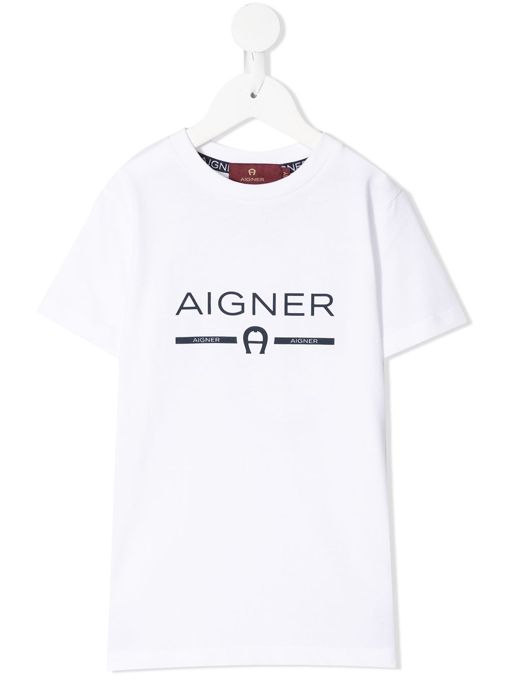 Aigner Logo Print Short Sleeve T Shirt In White Modesens