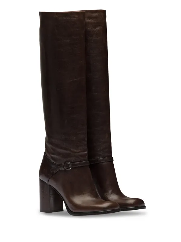 Miu Miu Knee High Boots Farfetch Miu Miu Leather knee high boots