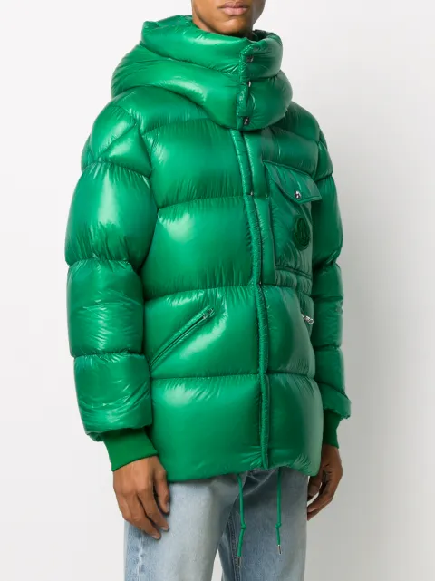 Moncler logo patch detachable-hood puffer jacket - FARFETCH