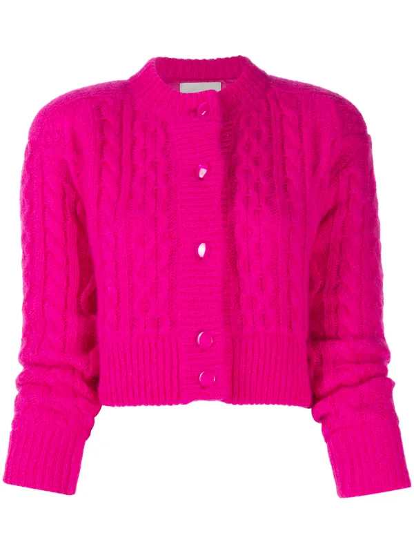 cable knit cardigan pink