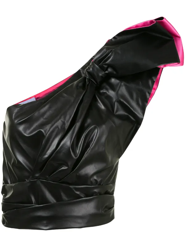 leather one shoulder top