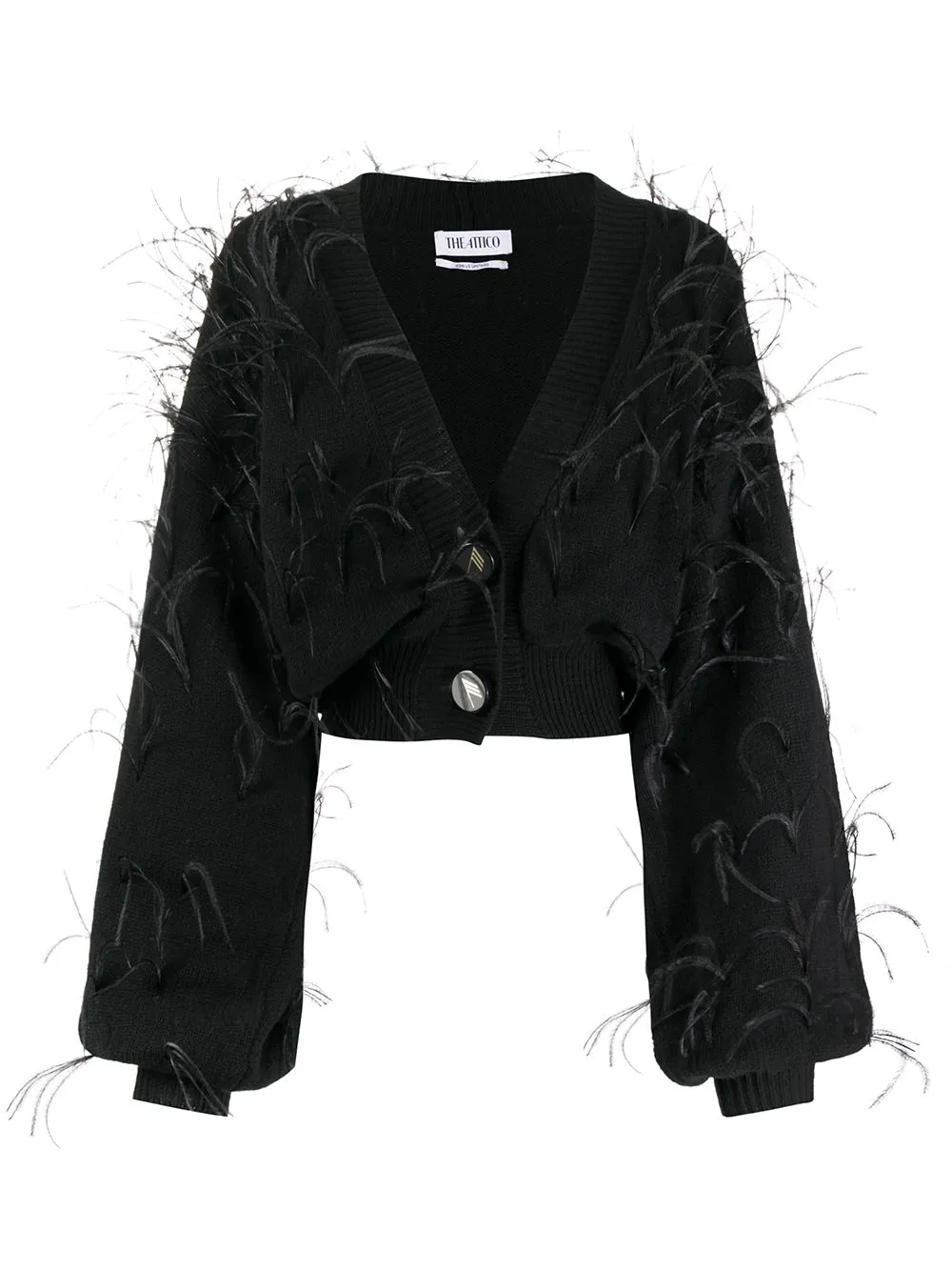 feather-trimmed cropped cardigan | The 