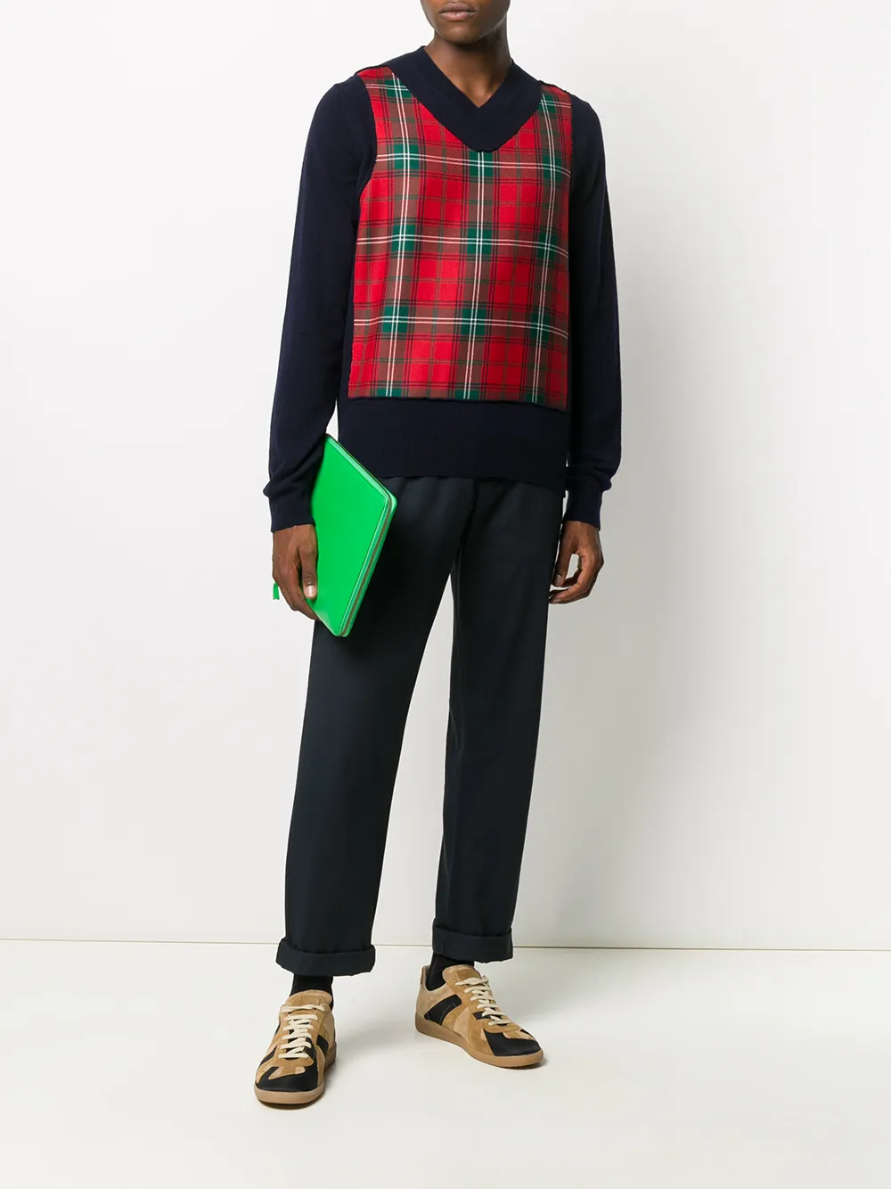 Comme Des Garçons Shirt Trui met tartan ruit - Blauw