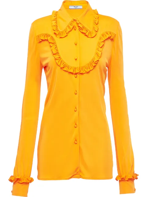 Prada ruffle-trimmed button-up shirt