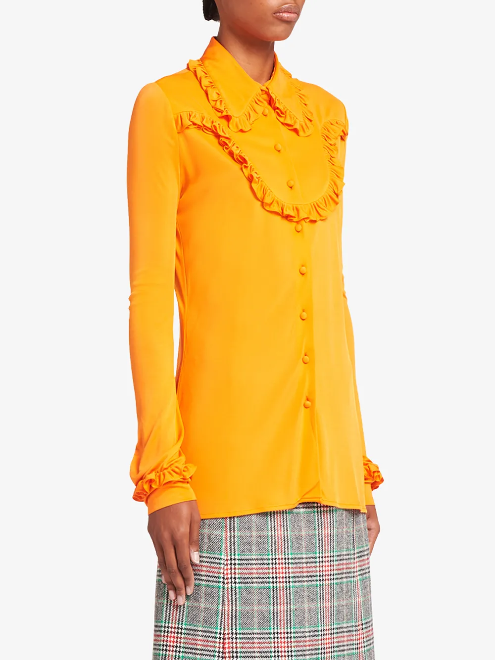  Prada Hemd Mit Rüschen   Orange 
