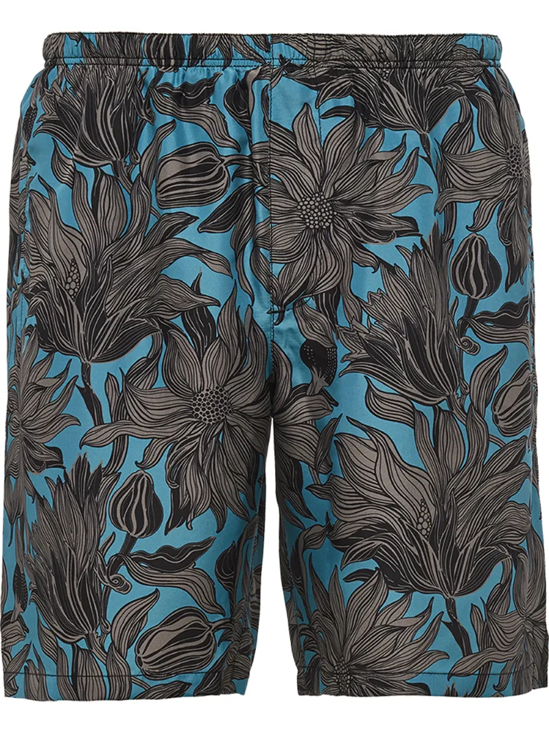 Click to view more detailed imagery on our partner's website Prada Floral Print Swim Shorts In Blue